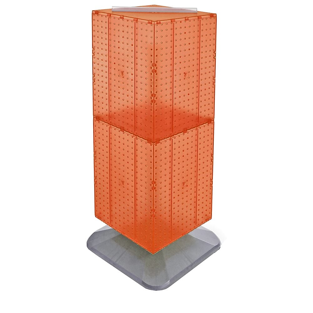 Azar® 40"(H) x 14"(W) x 14"(D) Weighted 4-Sided Interlocking Pegboard Floor Display, Orange