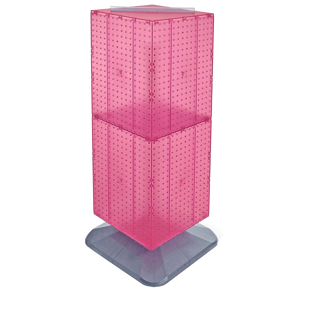 Azar® 40"(H) x 14"(W) x 14"(D) Weighted 4-Sided Interlocking Pegboard Floor Display, Pink