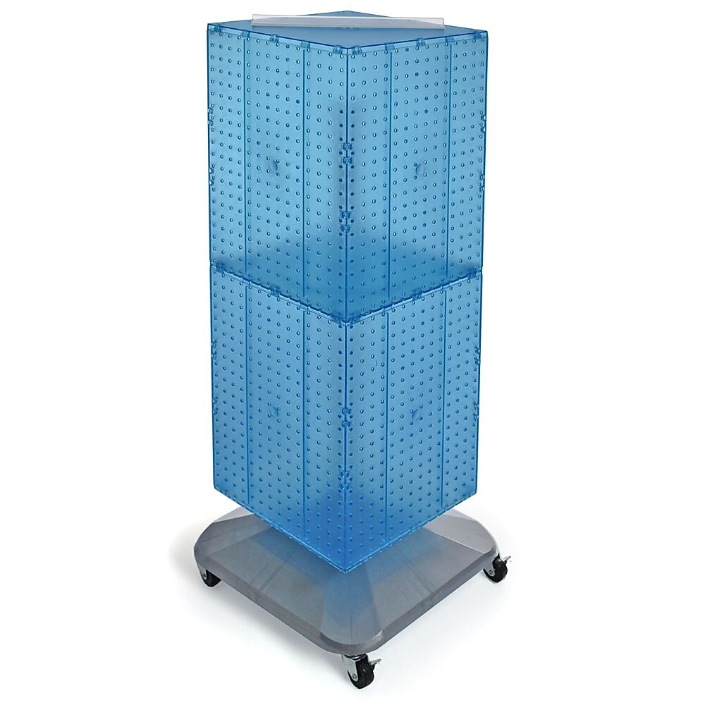 Azar® 40"(H) x 14"(W) x 14"(D) 4-Sided Interlocking Pegboard Floor Display With Wheels, Blue