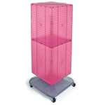 Azar® 40"(H) x 14"(W) x 14"(D) 4-Sided Interlocking Pegboard Floor Display With Wheels, Pink