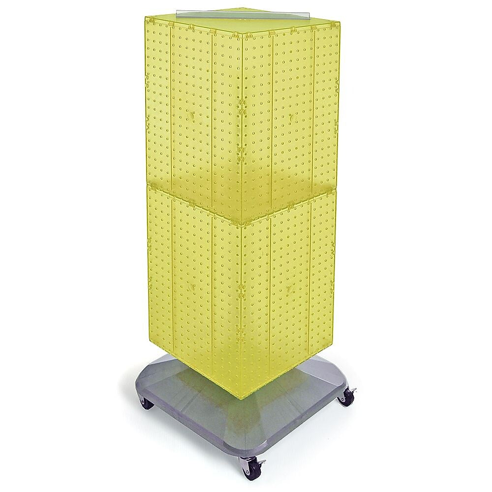 Azar 40" x 14" 4-Sided Interlocking Pegboard Floor Display With Wheels, Yellow (701436-YEL)