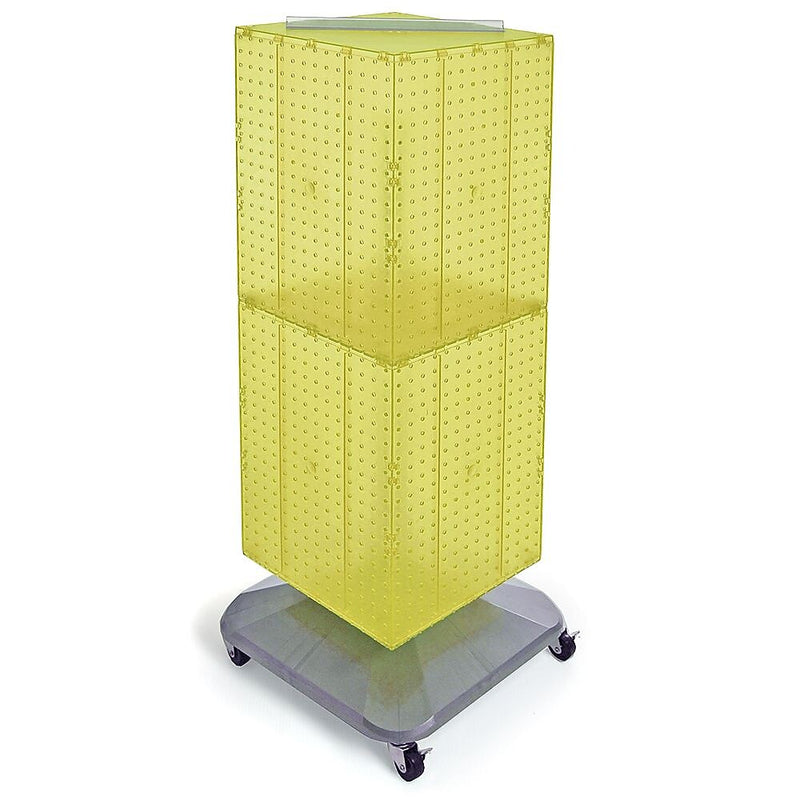 Azar 40" x 14" 4-Sided Interlocking Pegboard Floor Display With Wheels, Yellow (701436-YEL)