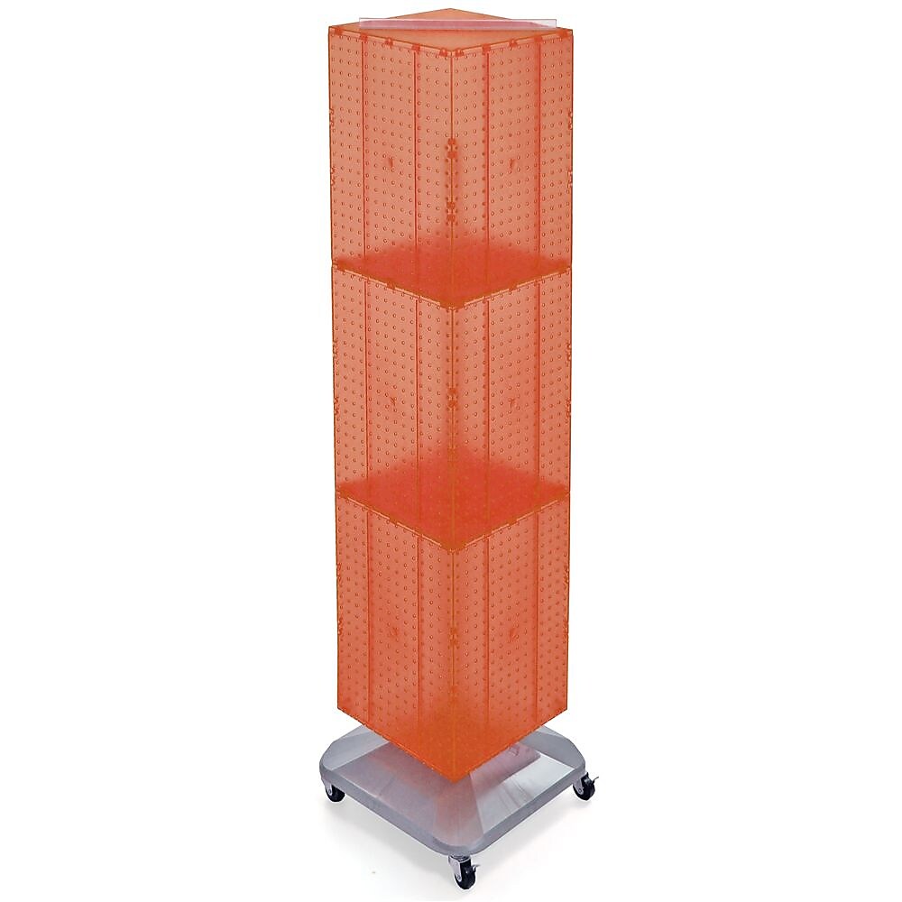 Azar® 60"(H) x 14"(W) x 14"(D) 4-Sided Interlocking Pegboard Floor Display, Orange