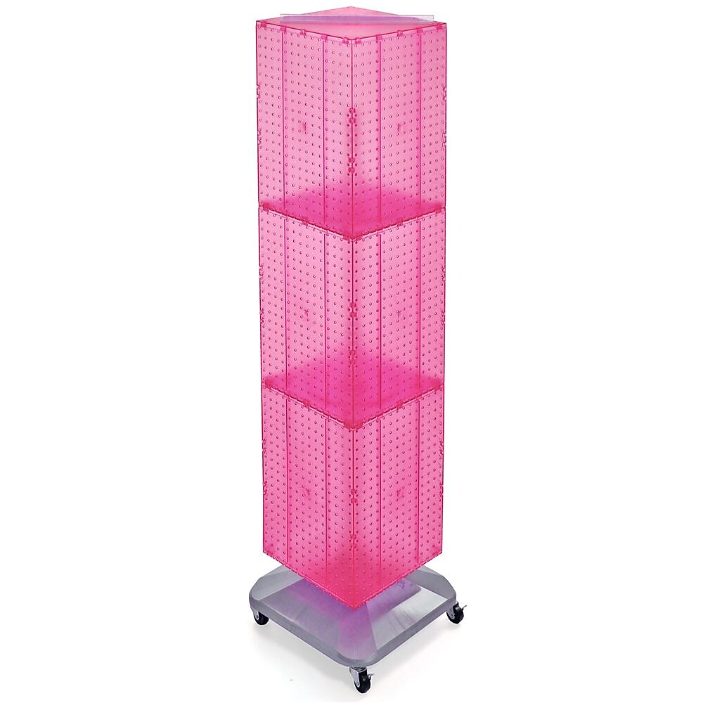 Azar® 60"(H) x 14"(W) x 14"(D) 4-Sided Interlocking Pegboard Floor Display, Pink