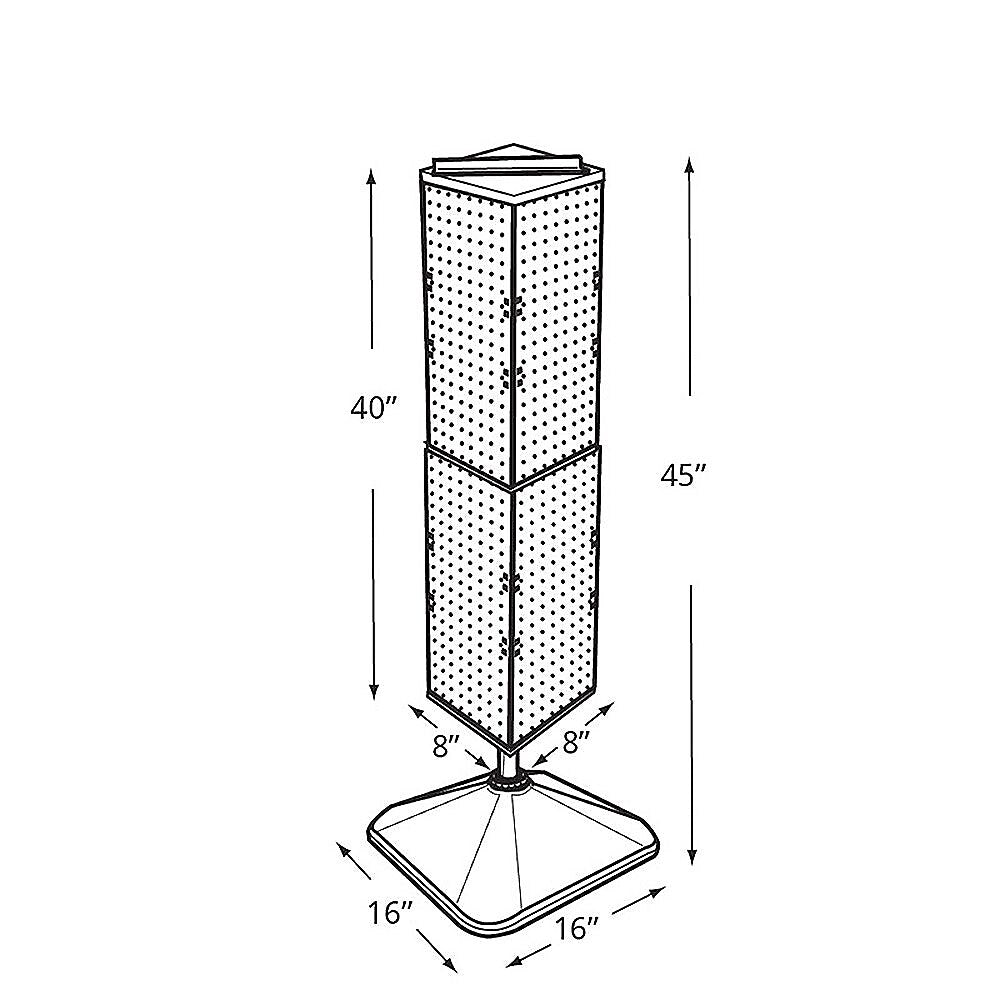 Azar 40" x 8" Standard 4-Sided Interlocking Pegboard Display Tower, Orange (703387-ORG)
