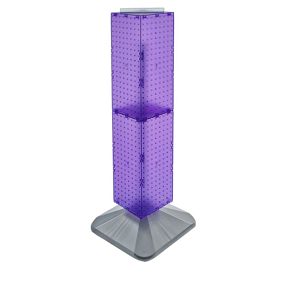 Azar 40" x 8" Standard 4-Sided Interlocking Pegboard Display Tower, Purple (703387-PUR)