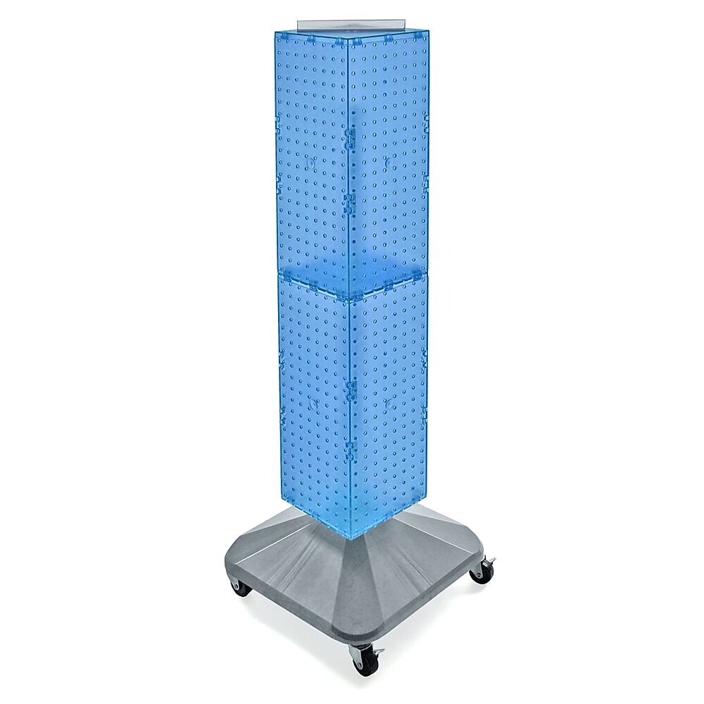 Azar 40" x 8" 4-Sided Interlocking Pegboard Display Tower WithSquare Base, Blue (703388-BLU)
