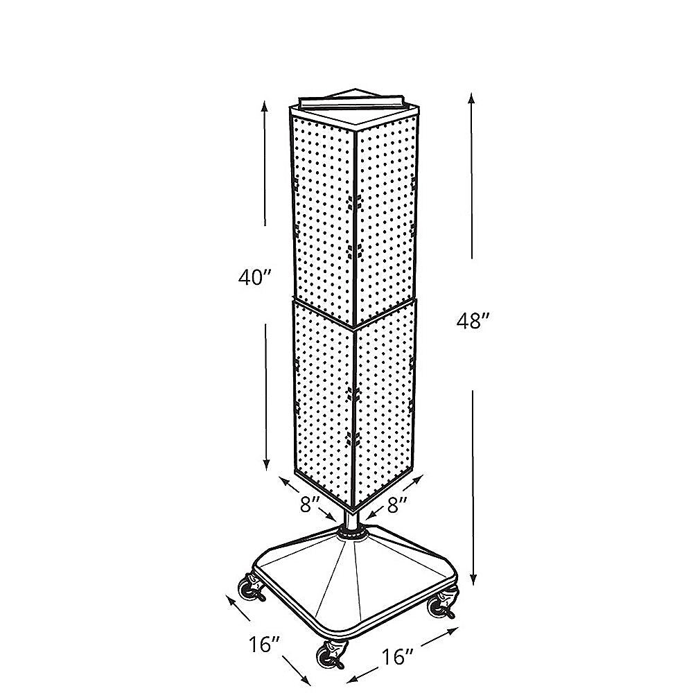 Azar 40" x 8" 4-Sided Interlocking Pegboard Display Tower WithSquare Base, Blue (703388-BLU)