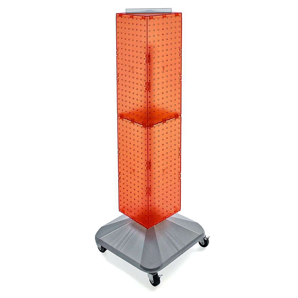 Azar 40" x 8" 4-Sided Interlocking Pegboard Display Tower WithSquare Base, Orange (703388-ORG)