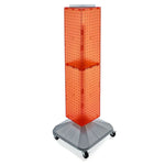 Azar 40" x 8" 4-Sided Interlocking Pegboard Display Tower WithSquare Base, Orange (703388-ORG)