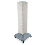 Azar® 40"(H) x 8"(W) x 8"(D) 4-Sided Interlocking Pegboard Display Tower With Square Base, White