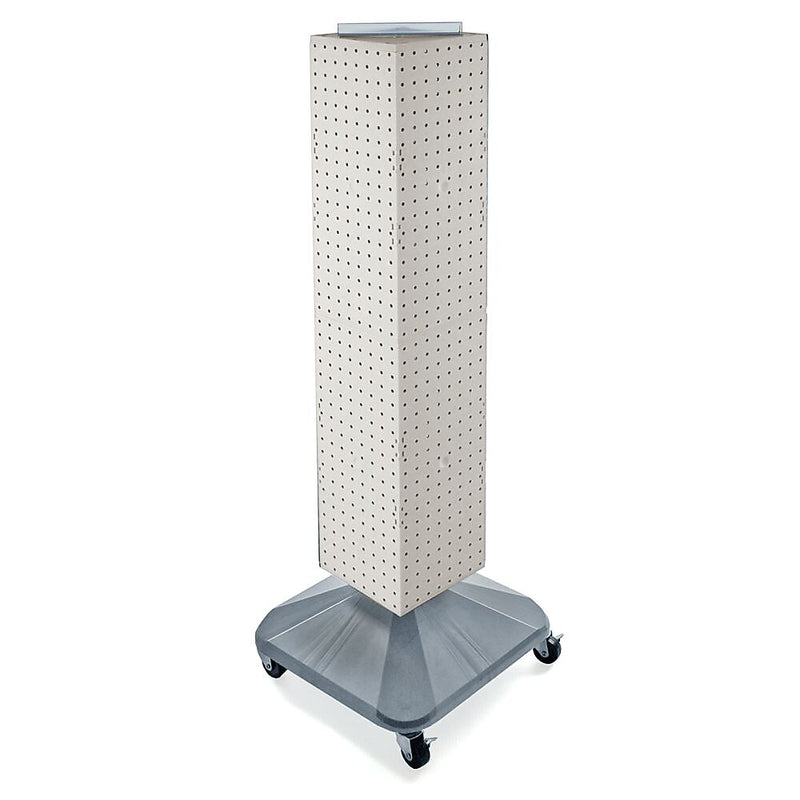 Azar® 40"(H) x 8"(W) x 8"(D) 4-Sided Interlocking Pegboard Display Tower With Square Base, White