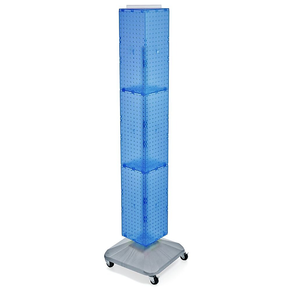Azar® 8" x 8" x 60"Interlocking Pegboard Display With Wheels, Blue