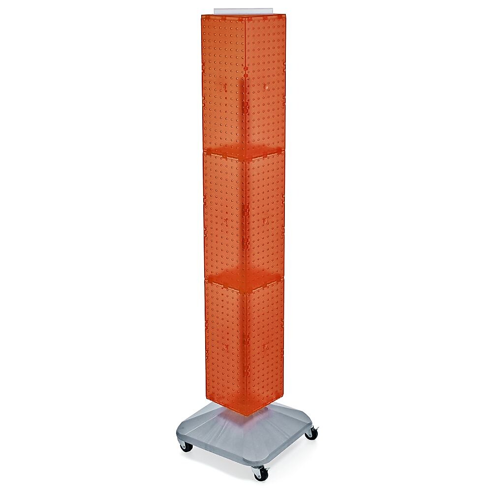 Azar® 8" x 8" x 60"Interlocking Pegboard Display With Wheels, Orange