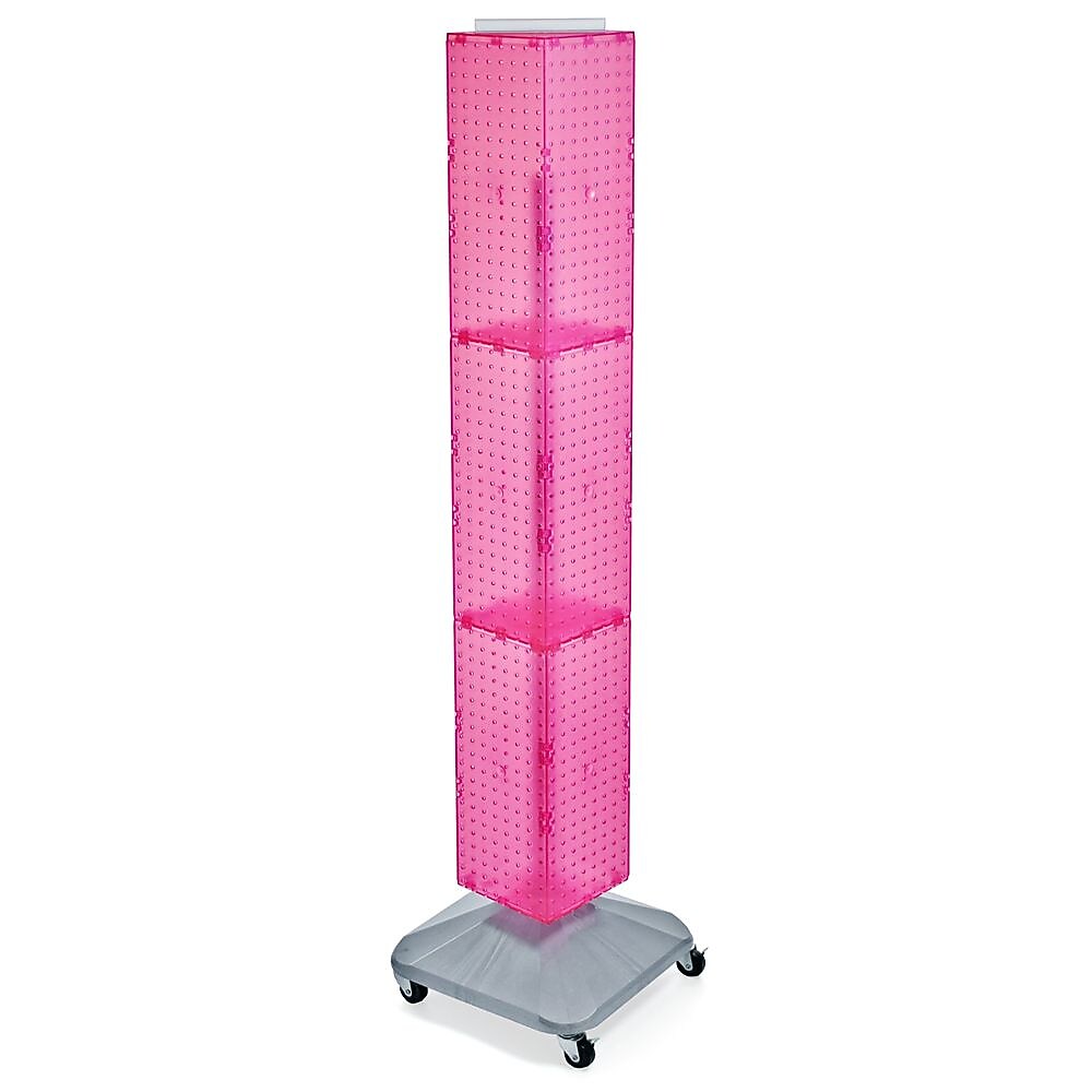 Azar® 8" x 8" x 60"Interlocking Pegboard Display With Wheels, Pink