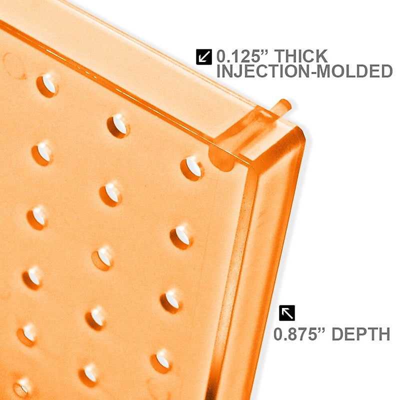 Azar® 20"(H) x 8"(W) Pegboard 1-Sided Wall Panel, Translucent Orange, 2/Pack (770820-ORG-2PK)