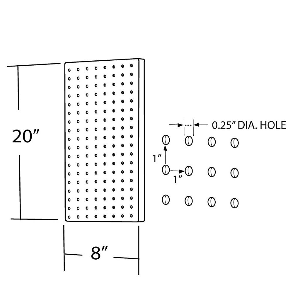 Azar® 20"(H) x 8"(W) Pegboard 1-Sided Wall Panel, Solid White, 2/Pack (770820-WHT-2PK)