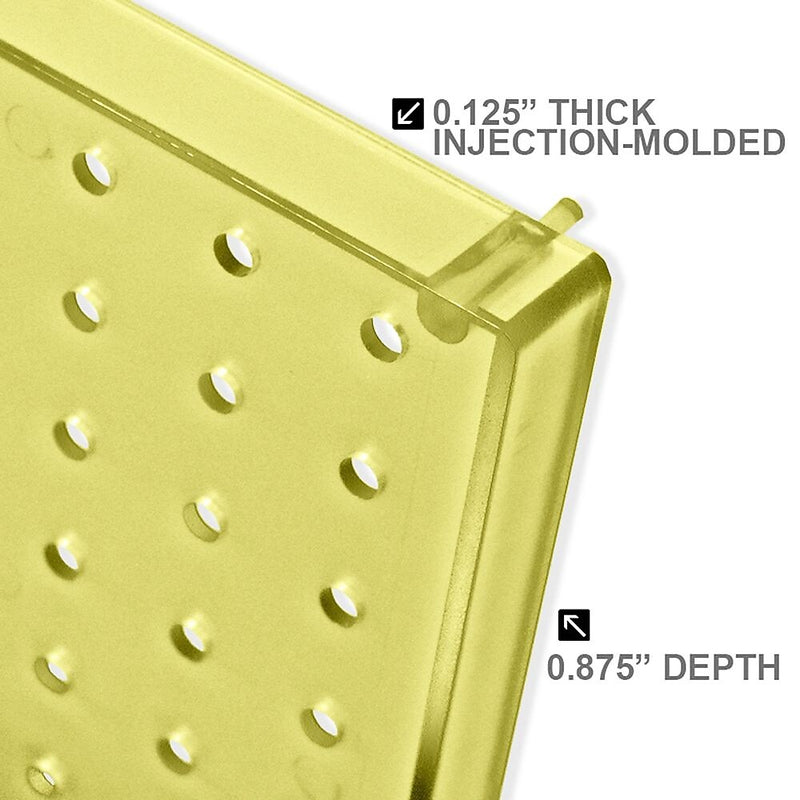 Azar® 20"(H) x 8"(W) Pegboard 1-Sided Wall Panel, Translucent Yellow, 2/Pack (770820-YEL-2PK)