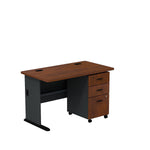 Bush Business Furniture Cubix Bundle 48"W Desk with 3 Dwr Mobile Pedestal (B/B/F), Hansen Cherry/Galaxy (SRA025HCSU)