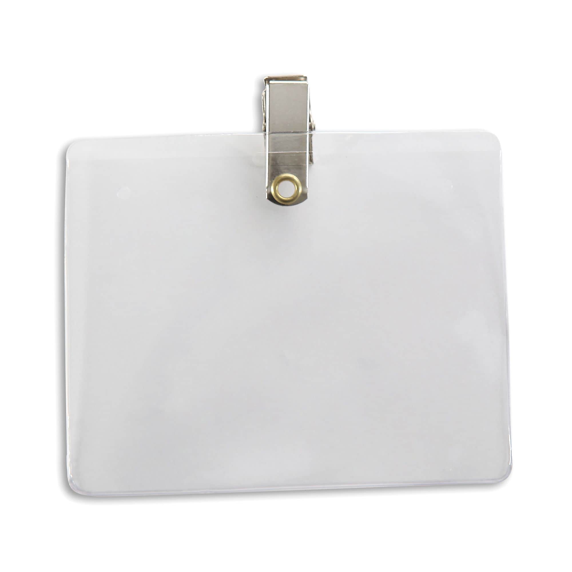 Lanyard ID Badge Holder with Clip, Clear, 50/Pack (134116631)