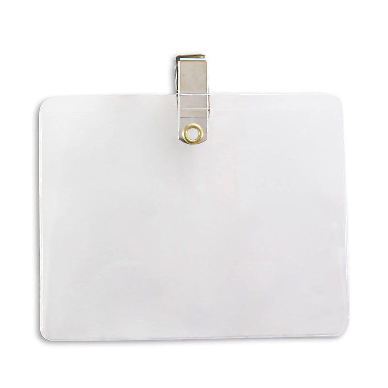 IDville Clip On ID Badge Holder with Clip, Clear, 50/Pack (134221831)