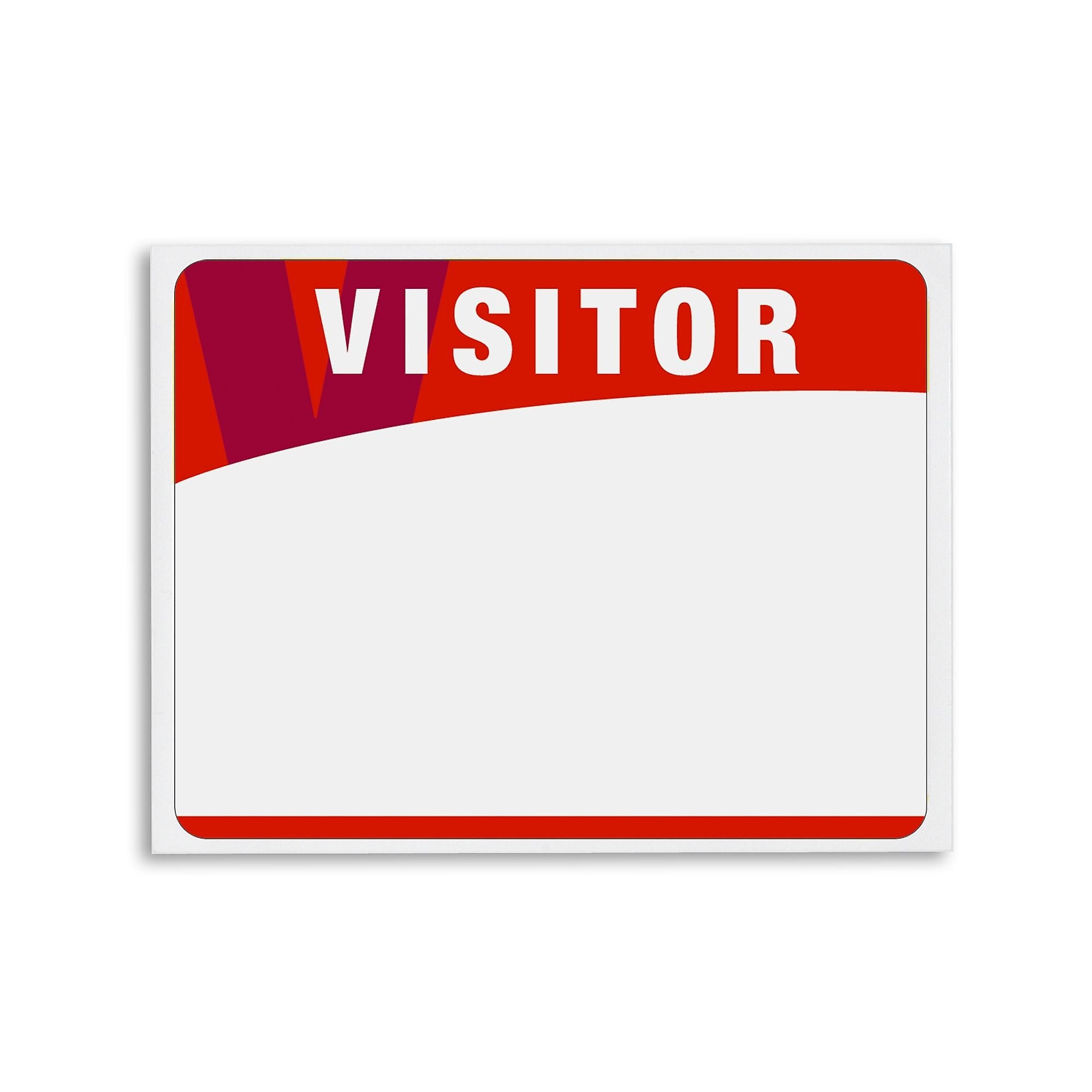 IDville Visitor Stick On Sticker Name Tags/Labels, Red, 100/Pack (1341013RD31)