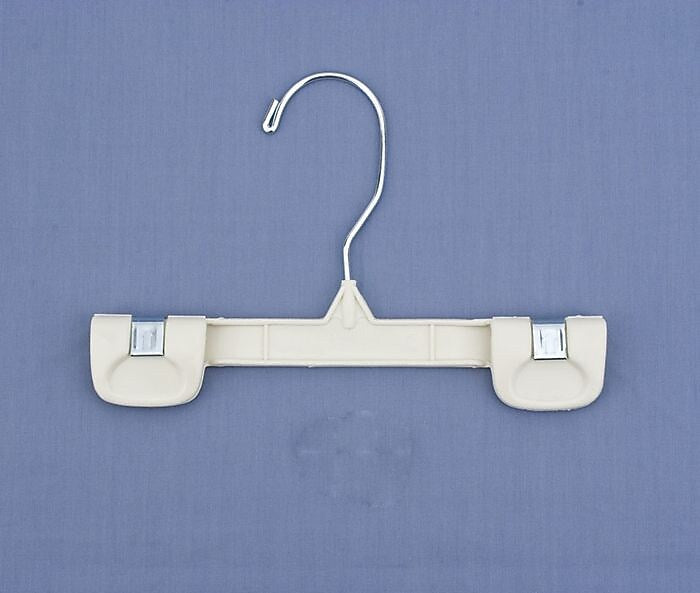 NAHANCO 8" Plastic Snap Grip Swivel Hook Skirt/Slack Hanger, Chrome Hook, Ivory, 200/Pack