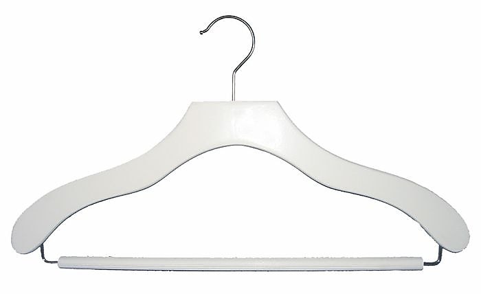 Nahanco 17" Wood Contemporary Suit Hanger, White, 100/Pack (2007-21W)