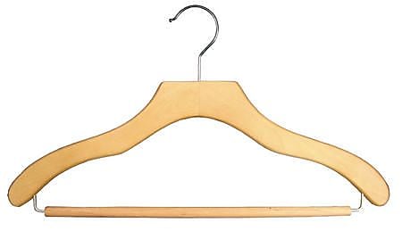 Nahanco 17" Wood Contemporary Suit Hanger, Natural, 100/Pack (2007-21N)