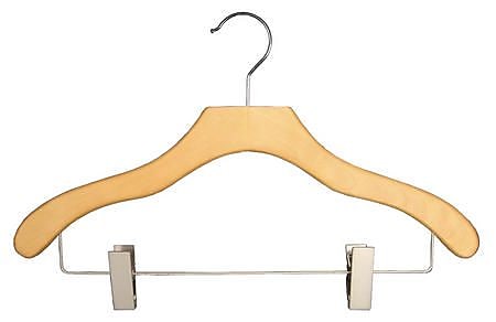 Nahanco 17" Wood Contemporary Coordinate Hanger, Natural, 100/Pack (2007-22N)
