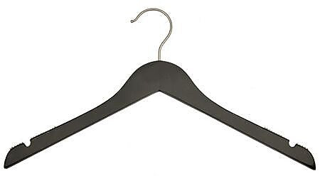 Nahanco 17" Wood Flat Top Hanger, Black, 100/Carton (20217)