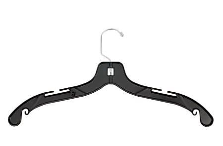 Nahanco 17" Plastic Middle Heavy Weight Dress Hanger, Black, 100/Pack (2505)