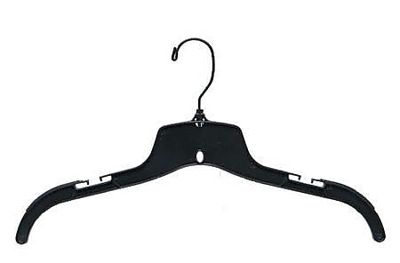 Nahanco 17" Plastic Heavy Weight Top Hanger, Black, 100/Carton (25500BHMG)