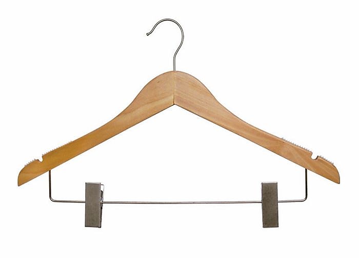 Nahanco 17" Wood Flat Suit Hanger With Clips, Natural, 100/Carton (260-17RC)