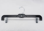 NAHANCO 14" Plastic Heavy Weight Skirt/Slack Hanger With Metal Clips, Black, 100/Pack