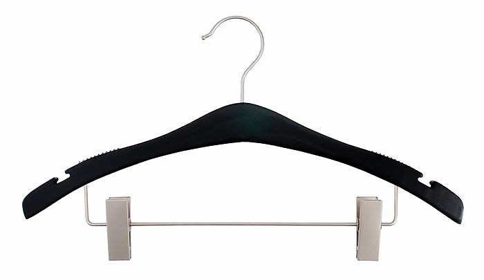 Nahanco 17" Wood Signature Suit Hanger, Low Gloss Black, 100/Pack (30217RC)