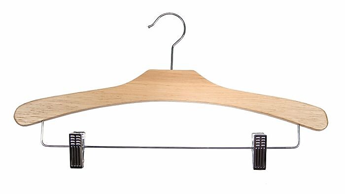 Nahanco 16 1/2" Wood Flat Suit Hanger, Natural, 100/Pack (3117RC)