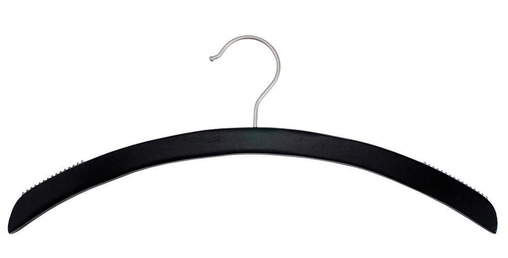 Nahanco 16" Wood Retro Top Hanger, Low Gloss Black, 100/Carton (40217)