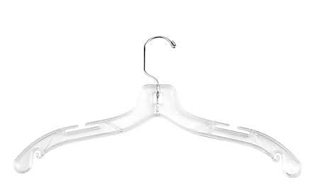 Nahanco 17" Plastic Middle Heavy Weight Dress Hanger, Clear, 100/Pack (505)