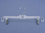 NAHANCO 14" Plastic Heavy Weight Skirt/Slack Hanger With Metal Clips, Clear, 100/Pack (600RC)