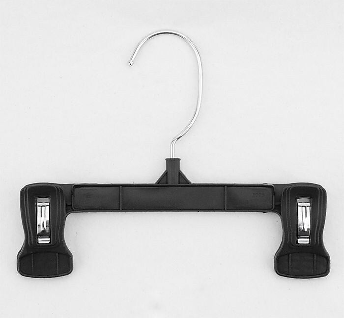 Nahanco 8" Plastic Pinch Grip Skirt/Slack Hanger, Black, 200/Pack (6008B)