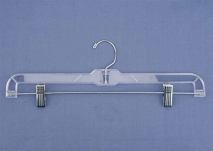 NAHANCO 16" Plastic Heavy Weight Skirt/Slack Hanger With Metal Clips, Clear, 100/Pack
