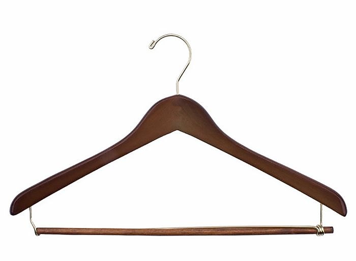Nahanco 19" Wood Concave Ladies' Suit Hanger, Walnut, 100/Box (70-19GH)