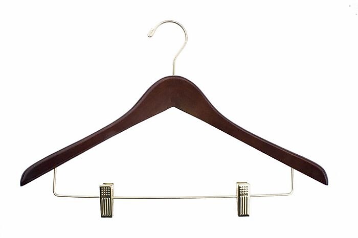 Nahanco 17" Wood Ladies' Concave Suit Hanger, Walnut, 100/Box (70-17RC)