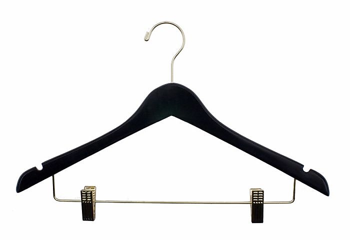 Nahanco 17" Wood Ladies' Concave Suit Hanger, Black, 100/Box (72-17RC)