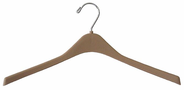 Nahanco 17" Sturdy Plastic Concave Jacket Hanger, Tan, 100/Box (8417RH)
