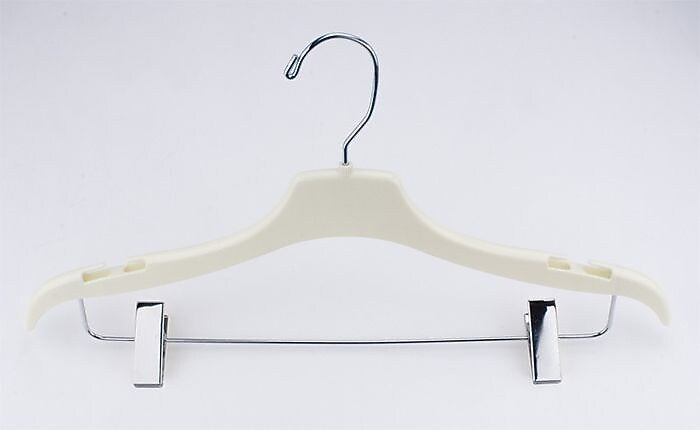 NAHANCO 17" Plastic Elegant Coordinate Suit Hanger, Ivory, 100/Pack