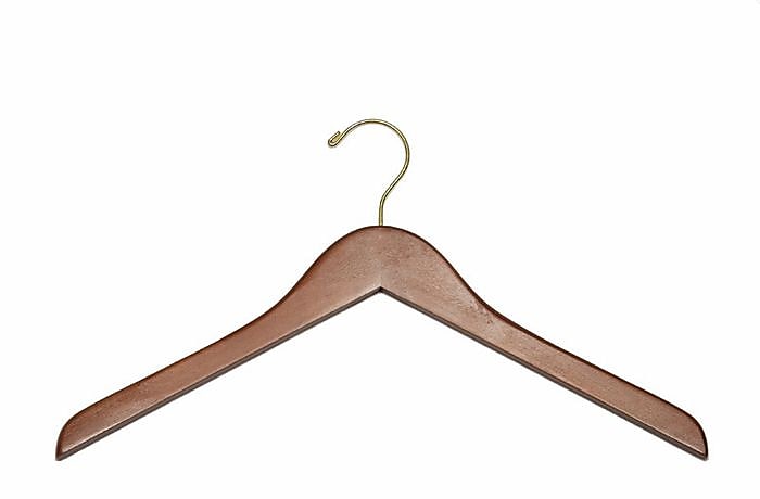 Nahanco 17" Flat Top Hanger, Gold Hook, Walnut, 100/Box (8317GH)