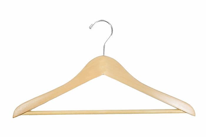 Nahanco 17" Wood Flat Suit Hanger, Chrome Hook, Natural, 100/Box (80-17)