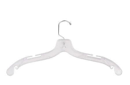 Nahanco 17" Plastic Medium Heavy Weight Dress Hanger, Clear, 100/Pack (507)